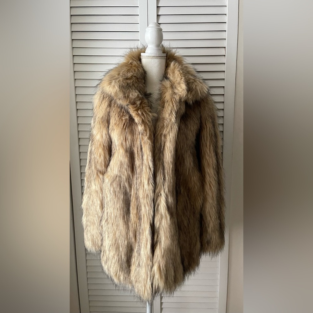 Zara Faux Fur Coat Size S